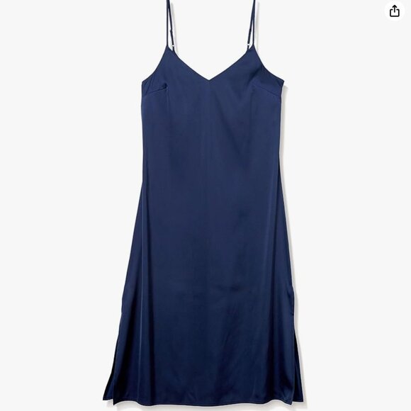 NWT The Drop Women's Ana Silky V-Neck Midi Slip Dress, Navy, XS - Picture 3 of 5
